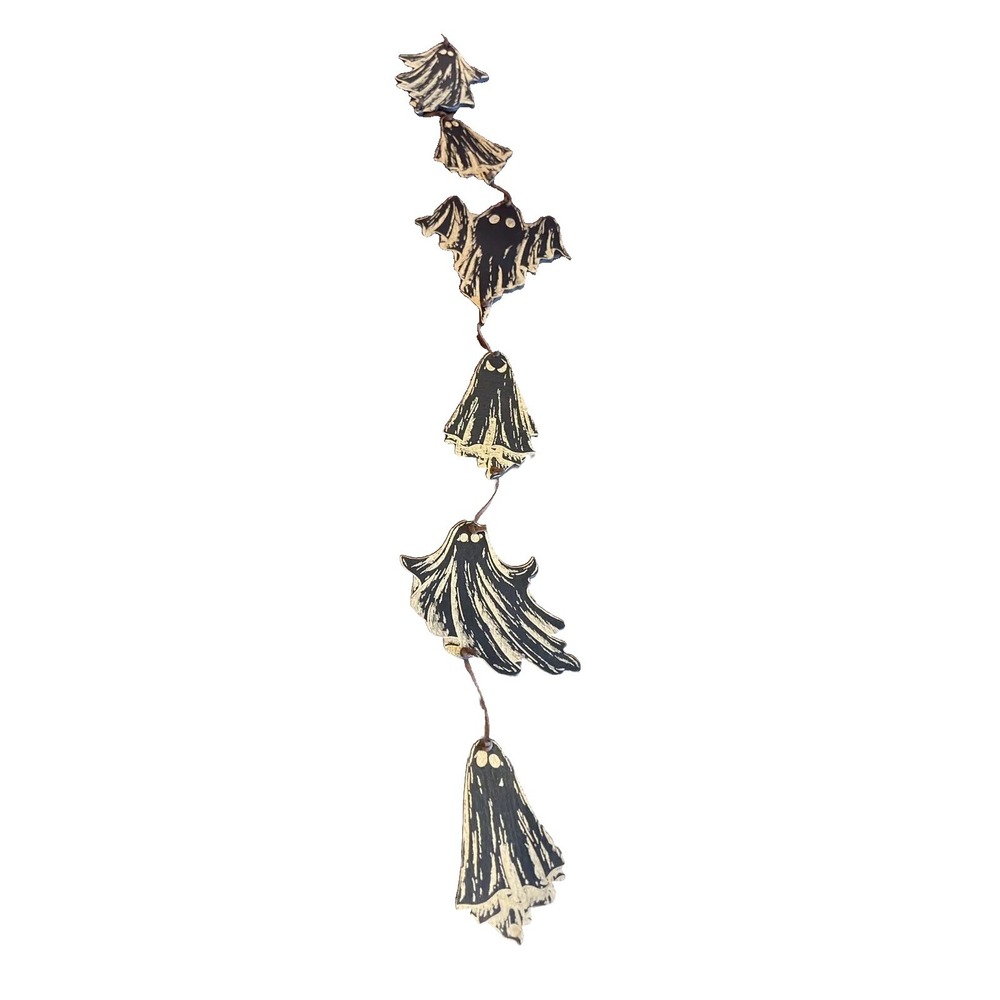 Halloween Wood Ghost Garland  Decor Fall Wall Hanging  Handcrafted C/SA Creative